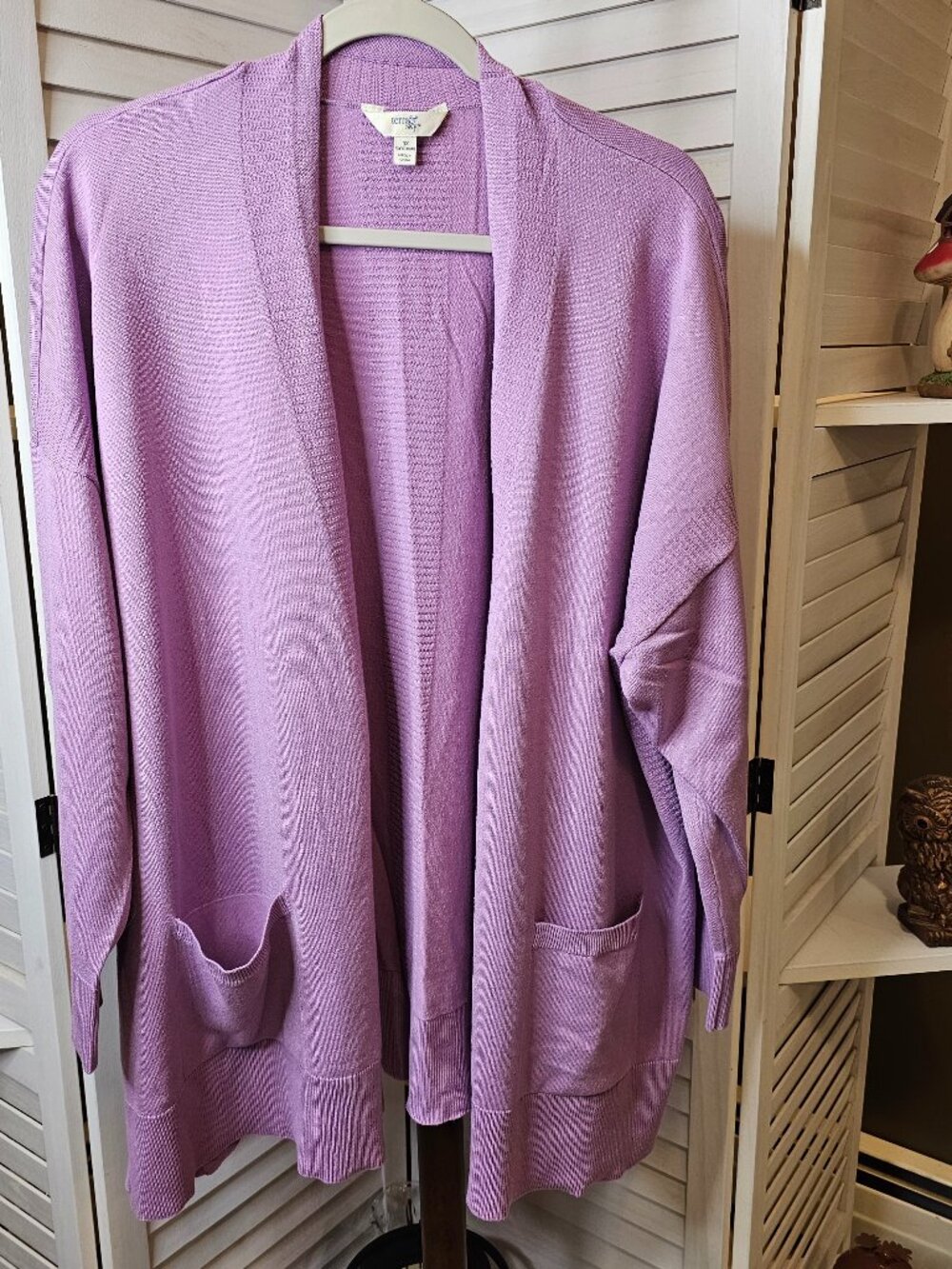 Terra & Sky, Plus Size 3X (24W-26W), Open Cardigan, Knit, Office, Lilac Color